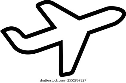 Plane line icon editable stroke. Travel concept. Airplane icon vector silhouette travel flight simple logo on isolated transparent background. Flight transport symbol.