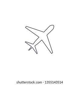 Plane line icon flat vector, outline illustration, pictogram isolated on white.