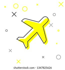 Plane line icon isolated on white background. Flying airplane icon. Airliner sign. Vector Illustration