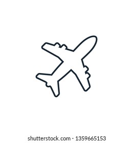 Plane line icon on white background