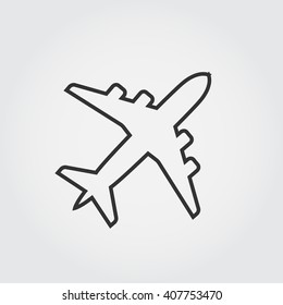 Plane Line Icon, Outline Vector Illustration, Linear Pictogram Isolated On Gray