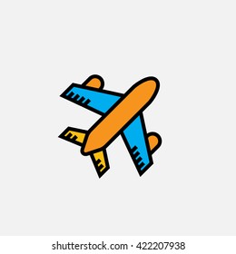 plane line icon, outline vector logo illustration, filled color linear pictogram isolated on white