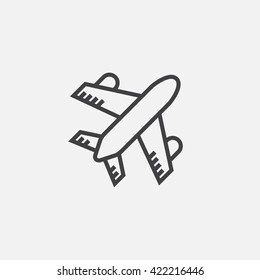 plane line icon, outline vector logo illustration, linear pictogram isolated on white