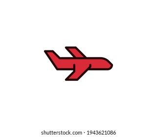Icono de línea de plano. Símbolo vectorial en estilo plano y a la moda sobre fondo blanco. Cantar de viajes para diseño.