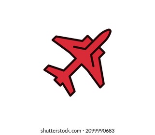 Icono de línea de plano. Símbolo vectorial en estilo plano y a la moda sobre fondo blanco. Cantar de viajes para diseño.