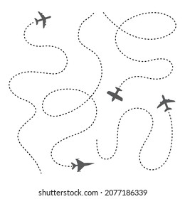 Plane line path airplane directional pathway map vector graphic