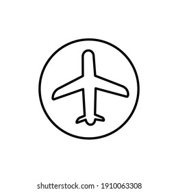 plane  line sign on white background.