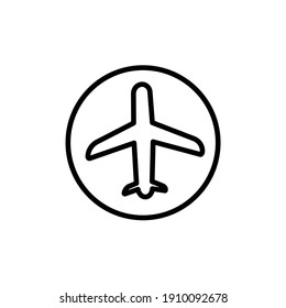 plane  line sign on white background.