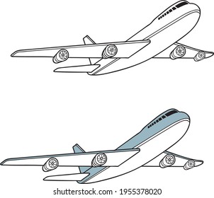 plane line vector illustration isolated on white background.