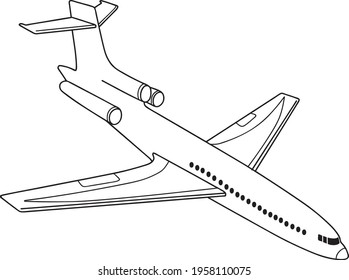 plane  line vector illustration isolated on white background.