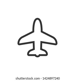 Plane linear icon. Airplane pictogram, symbol of flight, airport and travel.