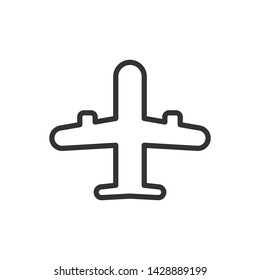 Plane linear icon. Airplane pictogram, symbol of flight, airport and travel.