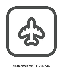 Plane linear icon, symbol of airport and flight. Airplane outline icon. 