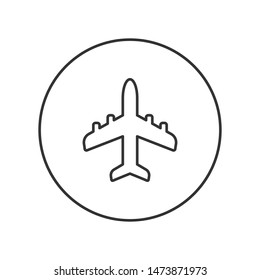 Plane linear vector icon. Airplane and flight symbol. Airport sign.