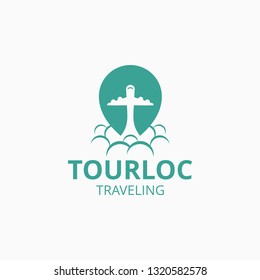 Plane and location logo combination, design inspiration vector template for company