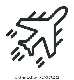plane logistic - minimal line web icon. simple vector illustration. concept for infographic, website or app.