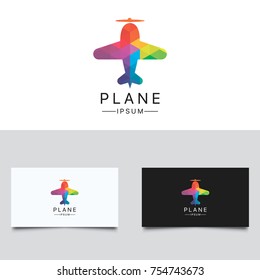 Plane Logo. Colorful Low Poly Plane Logo Design