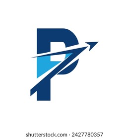 plane logo design and letter