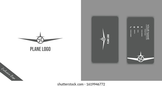 Plane logo design set with business card