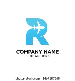 Plane Logo Design Template Inspiration, R Letter