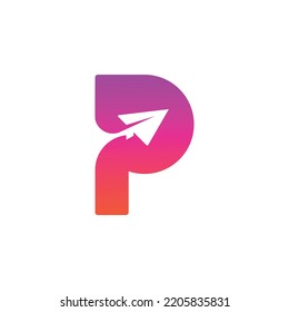 Plane Logo Design Template Inspiration, P Letter, Letters P airplane travel logo icon vector element design template vector illustration, Letter P with plane vector logo. This design is modern and sui