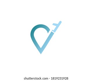 Plane logo flight travel vector 