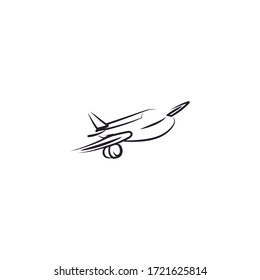 plane logo icon design with simple line art style