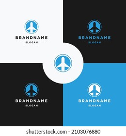 Plane logo icon flat design template 
