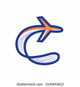 Plane logo with one line drawing