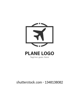 Plane logo template design. Plane logo with modern frame isolated on white background