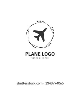 Plane logo template design. Plane logo with modern frame isolated on white background