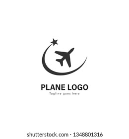 Plane logo template design. Plane logo with modern frame isolated on white background