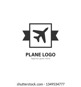 Plane logo template design. Plane logo with modern frame isolated on white background