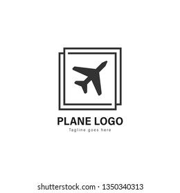 Plane logo template design. Plane logo with modern frame isolated on white background