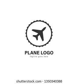 Plane logo template design. Plane logo with modern frame isolated on white background