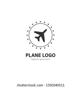 Plane logo template design. Plane logo with modern frame isolated on white background
