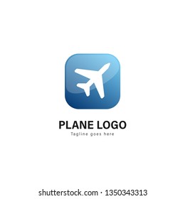 Plane logo template design. Plane logo with modern frame isolated on white background