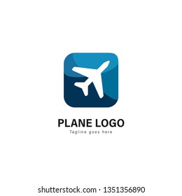 Plane logo template design. Plane logo with modern frame isolated on white background