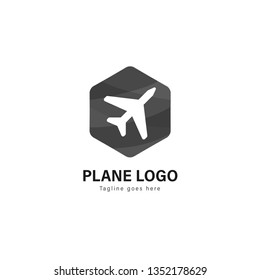 Plane logo template design. Plane logo with modern frame isolated on white background