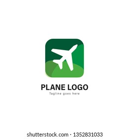 Plane logo template design. Plane logo with modern frame isolated on white background