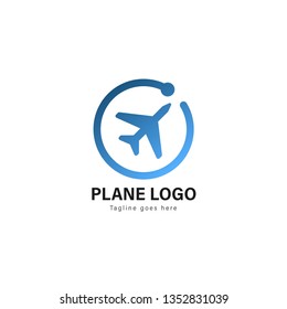 Plane logo template design. Plane logo with modern frame isolated on white background