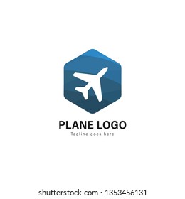 Plane logo template design. Plane logo with modern frame isolated on white background