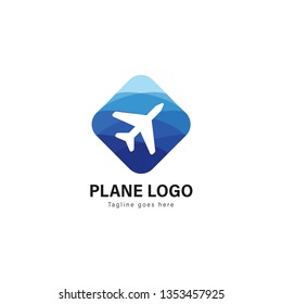 Plane logo template design. Plane logo with modern frame isolated on white background
