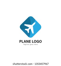 Plane logo template design. Plane logo with modern frame isolated on white background