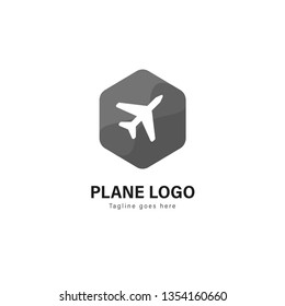 Plane logo template design. Plane logo with modern frame isolated on white background