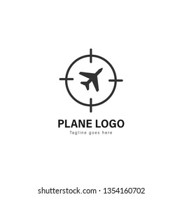 Plane logo template design. Plane logo with modern frame isolated on white background
