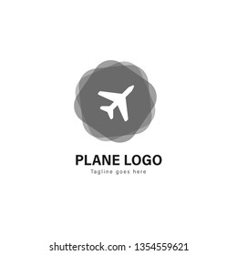 Plane logo template design. Plane logo with modern frame isolated on white background