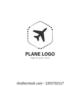 Plane logo template design. Plane logo with modern frame isolated on white background
