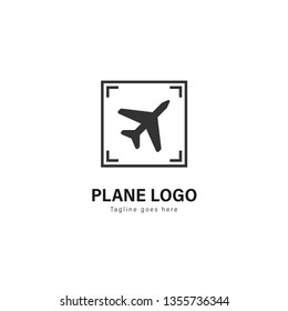 Plane logo template design. Plane logo with modern frame isolated on white background