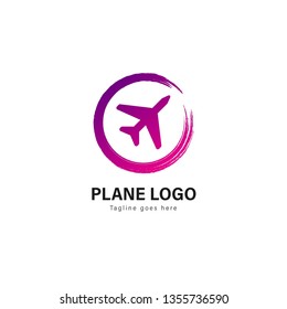 Plane logo template design. Plane logo with modern frame isolated on white background